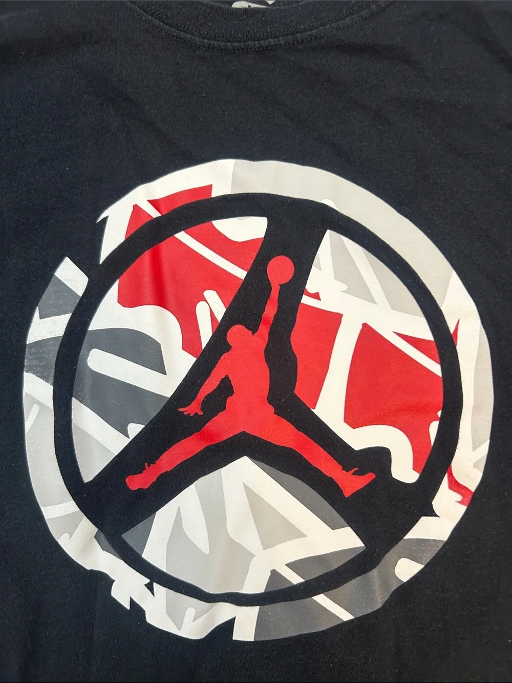 Jordan 8s Black Short Sleeve Tee with Red and White Jumpman Graphic